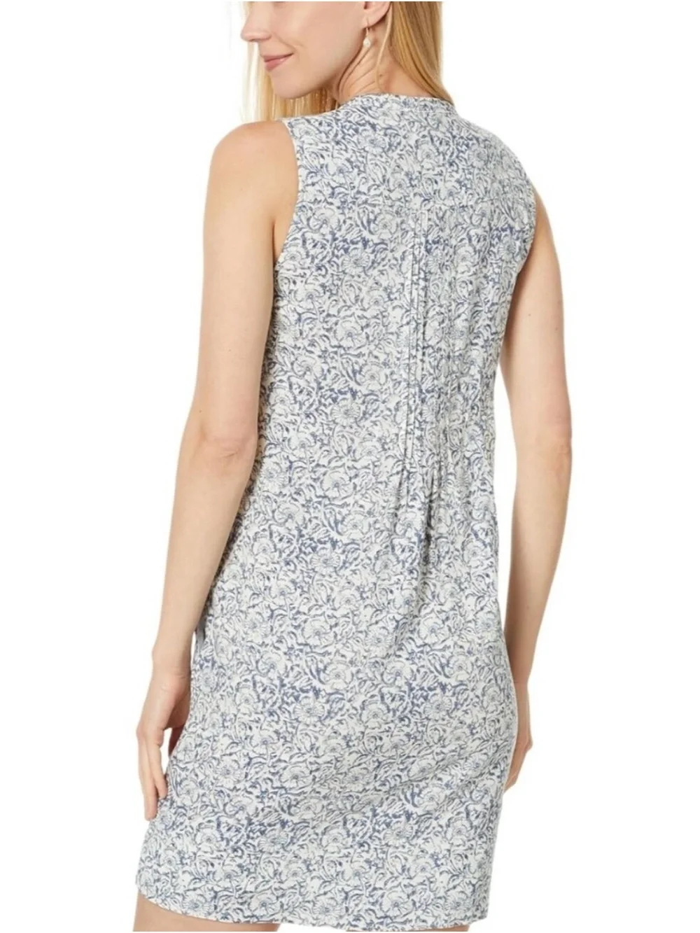 Faherty Isha Dress, Floral Blue Dress, Linen Blend, Pockets, Size XS - Picture 3 of 9